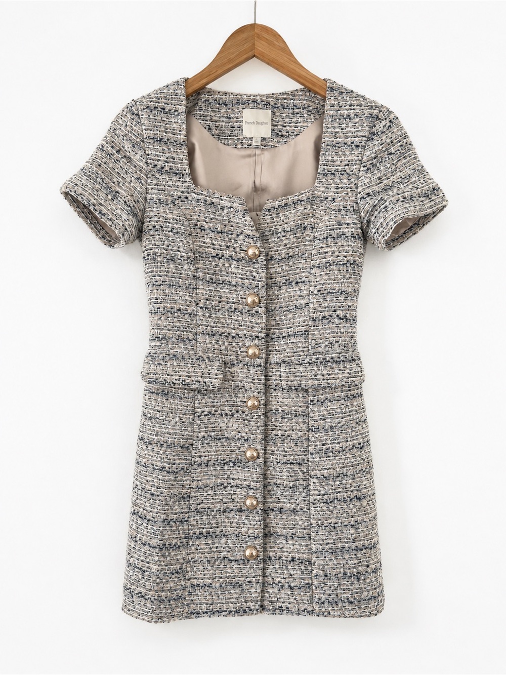 Favorite Daughter Cream and Navy Tweed Mini Dress